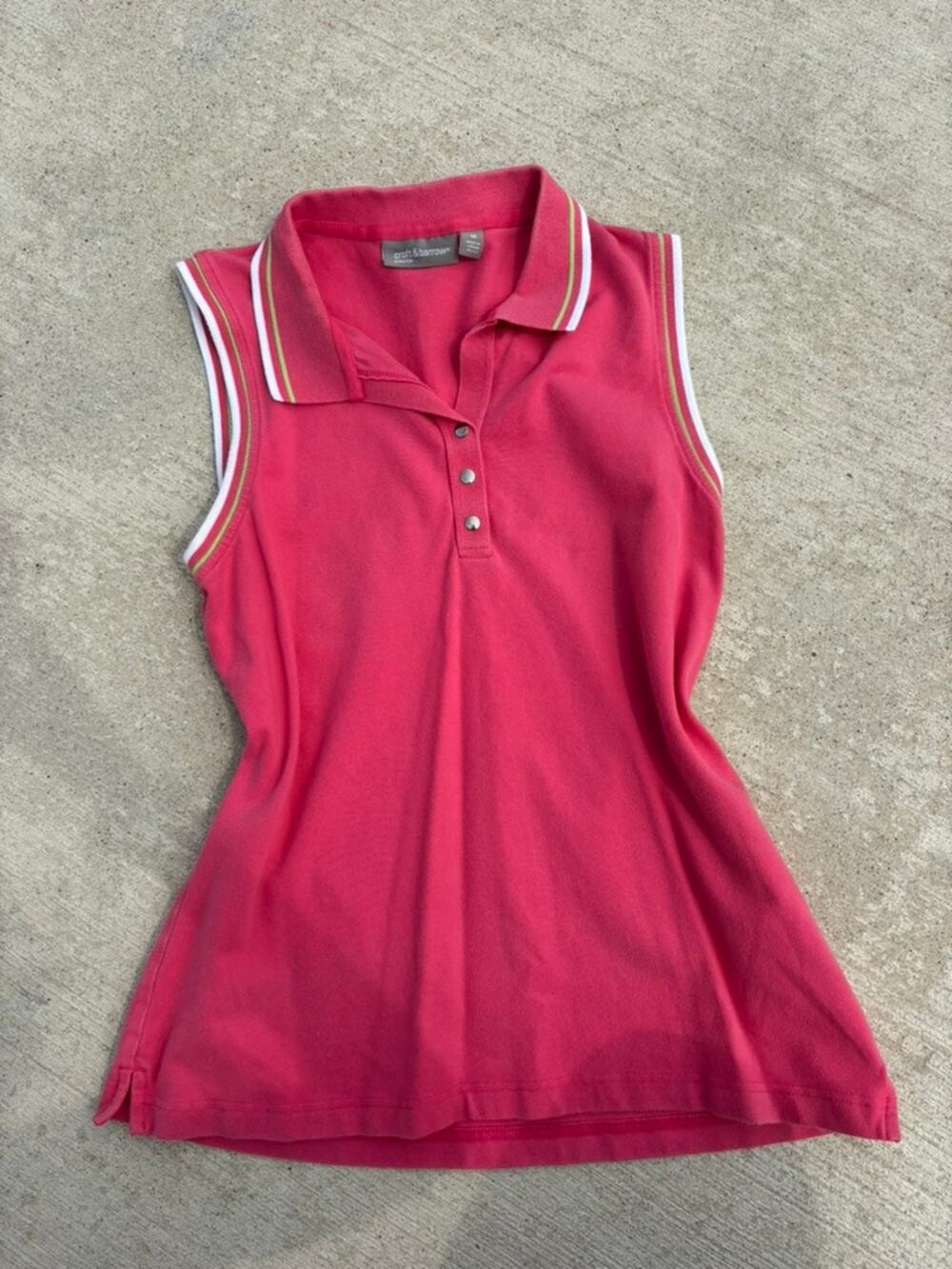 Y2k pink sleeveless polo shirt